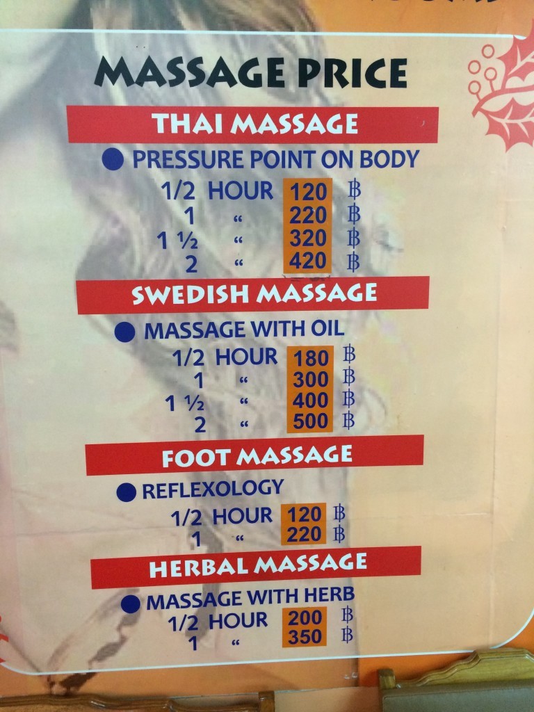 Bangkok Thailand KhaoSan Road massage prices