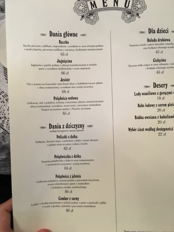 Restauracja Carska ceny menu